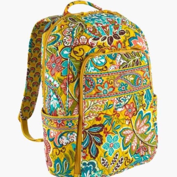 Vera Bradley Provencal Yellow Floral Paisley Backpack - Picture 2 of 10